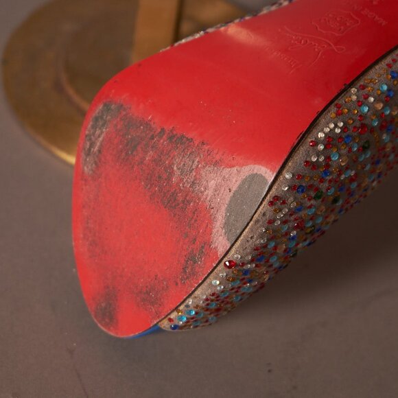 Christian Louboutin Crystal Sparkle Sling Back Heels - Picture 12 of 16